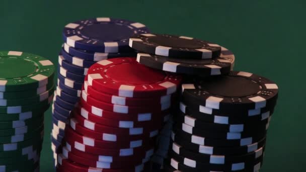 Poker chips falling down — Stock Video