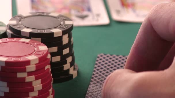 Ace and King and Poker Chips — Stock Video