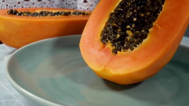 Papaya fragante o pulpa de papaya — Vídeos de Stock