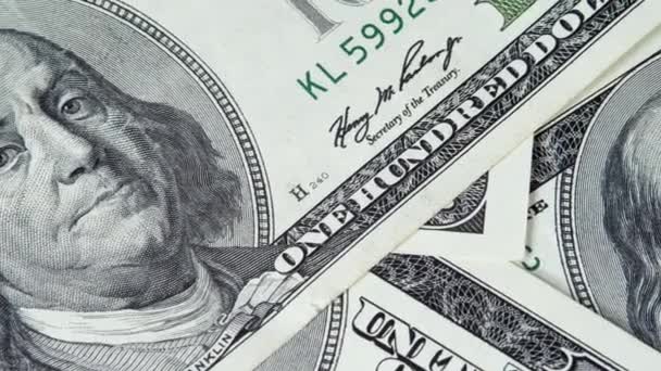 Портрет президента Бенджамина Франклина на долларах США — стоковое видео