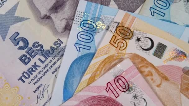 Turkse lira TRY papiergeld — Stockvideo