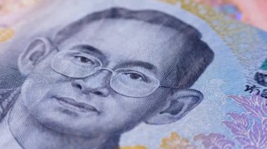 Tayland 'ın dokuzuncu hükümdarı Rama IX 50 baht mavi banknotla