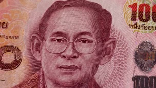 Thailand Baht of THB met Rama IX gezicht — Stockvideo