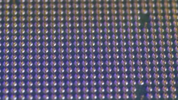 Pinos de soquete no processador de chips da CPU — Vídeo de Stock