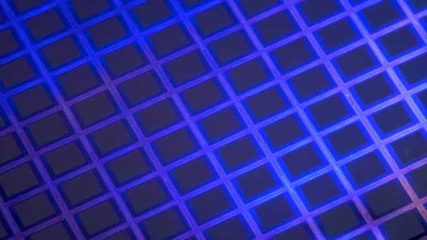 Silicon slice or substrate reflects blue color — Stock Video