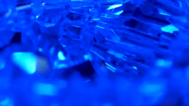 Blue lights reflections from diamond crystal — Stock Video