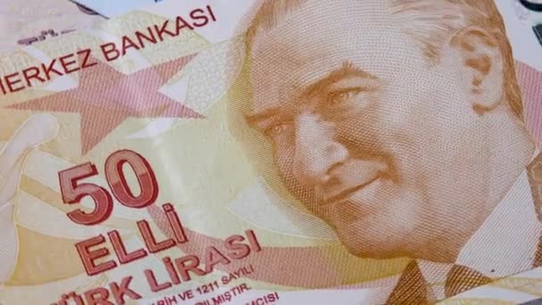 Turuncu 50 Türk lirası — Stok video