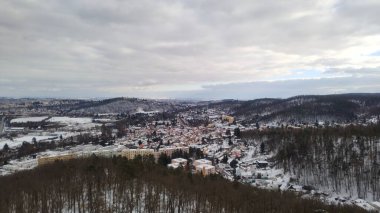 Çek Cumhuriyeti 'nin Brno yakınlarındaki Kar Köyü. Yüksek kalite fotoğraf