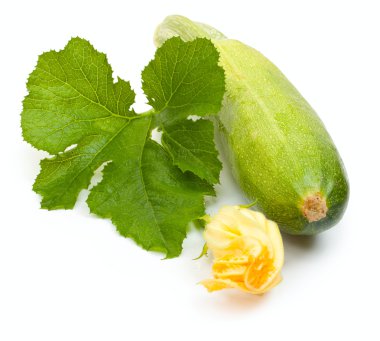 Sebze iliği kabak kabak çiçeği ve yeşil yaprakları ile olduğunu