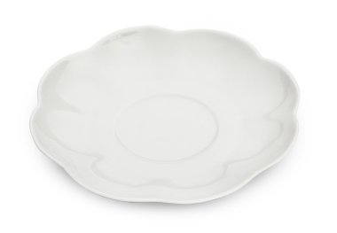 Clo, beyaz bir arka plan izole seramik beyaz tabak, uçan daire,