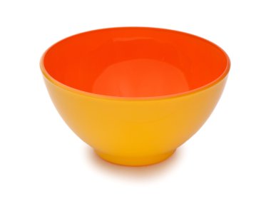 Turuncu ve sarı renkler seramik kase beyaz backgrou izole