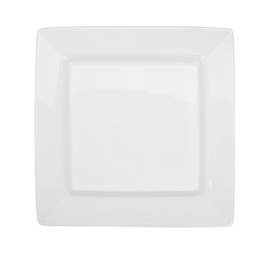 Beyaz kare plaka üzerinde beyaz izole. Üstten Görünüm.