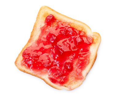 Beyaz bir arka plan üzerinde izole reçelli tost.