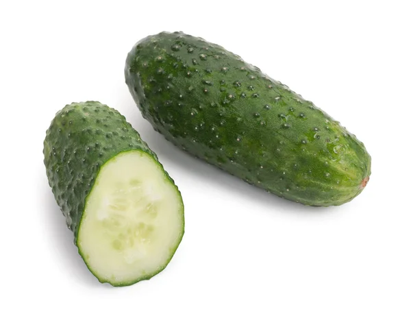 Pair of fresh cucumbers isolated over white background. — Stock Photo, Image