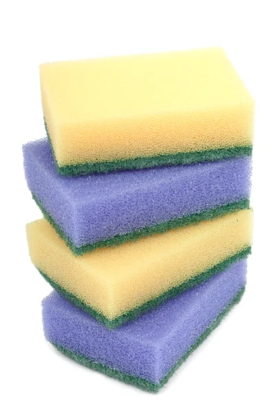 Sponges for washing and cleaning of kitchen ware, isolated on a — Stock Photo, Image