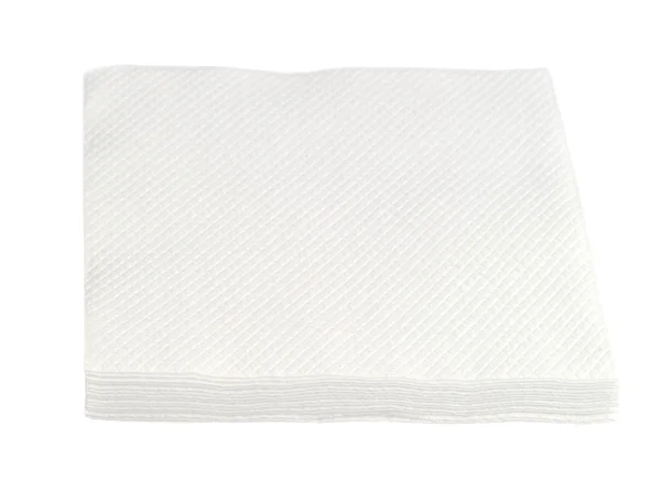 Montón de servilletas de papel blanco aisladas sobre fondo blanco, cerca - — Foto de Stock