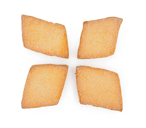 Set Mit Vier Leckeren Butterkeksen Shortbread Isoliert Auf Weißem Hintergrund — Stockfoto