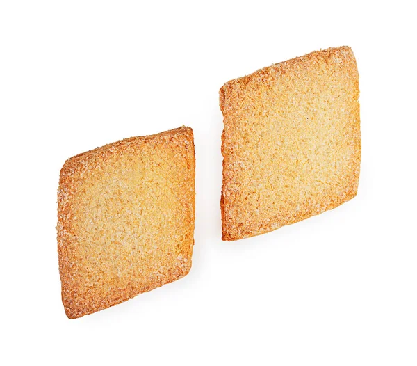 Ein Paar Leckere Butterkekse Shortbread Isoliert Auf Weißem Hintergrund Draufsicht Stockbild