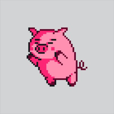 Piksel Sanat Çizimi Çiftlik Domuzu. Pikselleşmiş Domuz Hayvanı. Pembe Çiftlik Domuzu Hayvan Simgesi piksel resim oyunu için piksellendi ve web sitesi ve video oyunu için simge oluşturuldu. Eski okul retro.