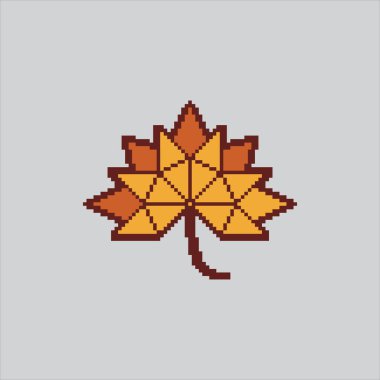 Piksel Sanat Çizimi Maple Leaf. Pikselleştirilmiş kahverengi yaprak. Kahverengi Akçaağaç Yaprak Simgesi piksel oyunu için piksellendi ve web sitesi ve video oyunu için simge oluşturuldu. Eski okul retro.