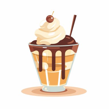 Çikolata soslu, kremşantili ve vişneli bardakta servis edilen tatlı.