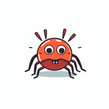 Çizgi film turuncu böceği siyah bacaklı ve komik yüzlü doğrudan izleyiciye bakıyor.