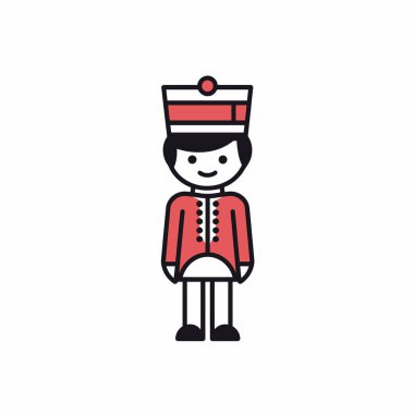 Beyaz arkaplanda şapkalı çizgi film valesi, vektör illüstrasyonu.