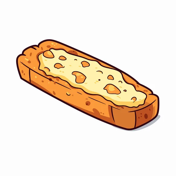 Beyaz arka planda erimiş peynirli bir parça kızarmış ekmek.