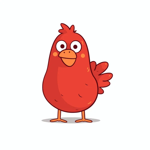 Sevimli kırmızı çizgi film kuşu beyaz arka planda neşeli bir ifadeyle duruyor.