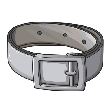 Metal tokalı gri bir kemer gösterilir. Pantolon ya da etek giymek için. Kemer bir bel çevresindeymiş gibi kavisli..