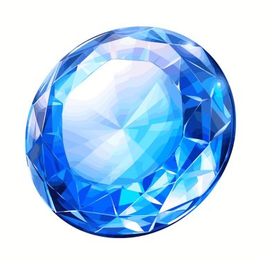 Sergide oval kesikli tek bir safir taş yer alıyor. Mücevher birçok yönüyle mavidir ve düz beyaz bir arkaplan üzerine kuruludur..