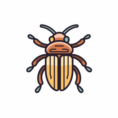 Karmaşık desenleri ve renkleri olan bir böceğin canlı tasviri. İllüstrasyon, yaratığın eşsiz yapısını ve tasarımını oyuncu bir sanatsal tarzda yakalar..