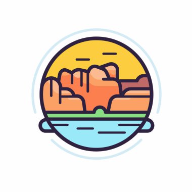 Canlı günbatımı renkleri, altın ve turuncu renkleri yansıtan sakin bir nehrin yanında engebeli kanyon oluşumlarını aydınlatır. Doğanın güzelliği alacakaranlıkta sergileniyor.