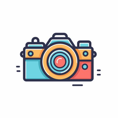 Cesur renkler ve eşsiz bir tasarım içeren eski bir kameranın canlı ve eğlenceli bir çizimi. Yaratıcılık fotoğrafçılığa sanatsal bir yaklaşım sergiliyor.