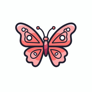 Pembe ve kırmızı kanatlı canlı bir kelebek zarif bir şekilde dinleniyor ve karmaşık desenlerini sergiliyor. Arka plan narin bir çiçek temasını ön plana çıkarıyor, güzelliğini arttırıyor..