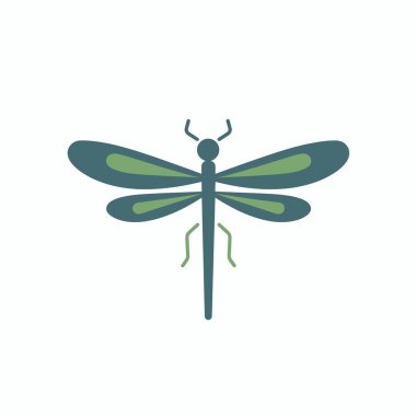 Yeşil tonlu uzun kanatlı bir yusufçuğun dijital bir çizimi. Tasarım, böceğin narin gövdesini ve bacaklarını açık arkaplanda minimalist bir şekilde vurgular..