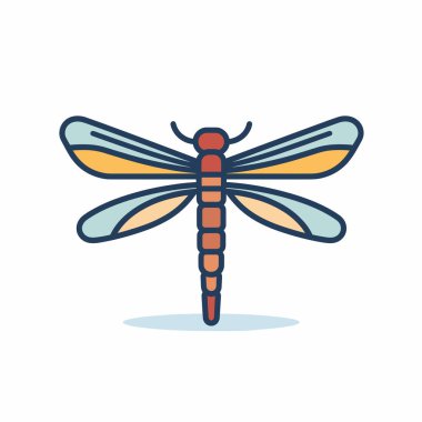 Mavi ve turuncu kanatlı canlı bir yusufçuk ışık arka planında merkezde oturur. Detaylı vücudu doğanın güzelliğini oyuncu bir tasarım tarzıyla vurgular..