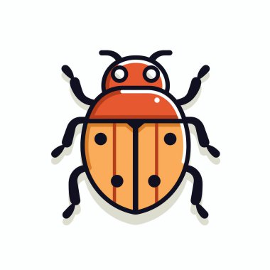 Siyah benekli parlak kırmızı uğur böceği açık arkaplanda göze çarpar. Bu stilize edilmiş böcek düzgün bir tasarım ve basitleştirilmiş detaylar içeriyor, tanınabilir şeklini yakalıyor.