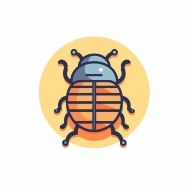 Bu illüstrasyonda turuncu gövdeli renkli bir böcek tasarımı yer almaktadır. Böcek açık sarı dairesel bir arkaplan üzerine kuruludur, basit ve eğlenceli sanat tarzını sergiler.