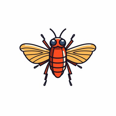 Çizgi film tarzı bir böcek parlak kırmızı bir gövdeye ve turuncu kanatlara sahiptir. Geniş gözleri ve genişleyen bacakları var, canlı bir izlenim yaratıyor. Tasarım neşeli ve neşeli bir estetiği vurguluyor..