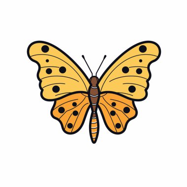 Belirgin siyah benekleri olan canlı sarı bir kelebek özenle dinlenir. Kanatları karmaşık desenler sergiliyor, düz bir arkaplan karşısında doğanın güzelliğini ayrıntılı olarak gösteriyor..