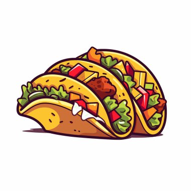 Taze marul, doğranmış domates ve et parçalarıyla dolu iki canlı taco sunulur. Arkaplan basit, tacoların lezzetini vurguluyor..