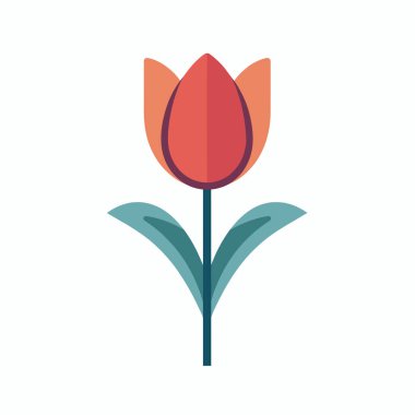 Tarzlı bir lale, yemyeşil yapraklarla tamamlanmış parlak turuncu ve kırmızı yapraklar sergiler. Çiçek hafif bir arka plana karşı dimdik duruyor, güzelliğini sergiliyor..