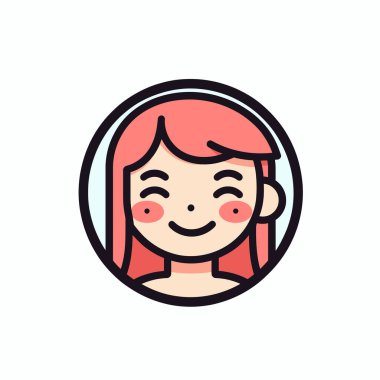 Canlı kızıl saçlı neşeli bir karakter sıcak bir şekilde gülümsüyor. Basit tasarım yuvarlak yanaklar ve neşeli bir ifade içeriyor, mutluluk ve arkadaşlığı somutlaştırıyor..