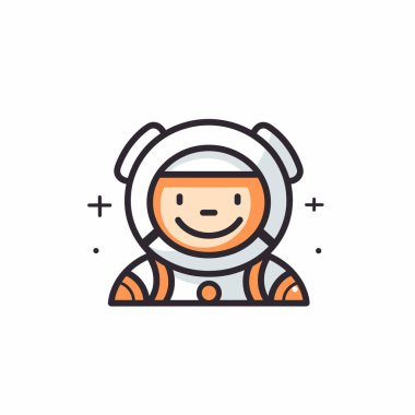 Uzay giysisi giyen neşeli bir astronot karakteri dostça bir ifadeye sahiptir. Tasarım, takım elbisenin detaylarını minimalist bir tarzda vurguluyor, keşif duygusunu çağrıştırıyor..