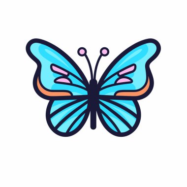 Çarpıcı bir mavi kelebek rengarenk kanatlarını sergiler, içinde pembe ve turuncu renkler bulunur. Zarif bir şekilde dengelenmiş, doğanın karmaşık tasarımını canlı bir güzellik gösterisiyle gözler önüne seriyor..