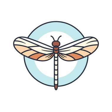 Yumuşak pastel renklere sahip bir yusufçuğun ayrıntılı bir çizimi. Yusufçuk, hassas kanatları ve vücudunu gösteren dairesel bir arka plan ile merkezden yerleştirilmiştir..