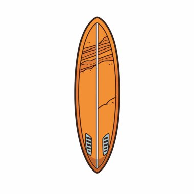 Canlı bir turuncu sörf tahtası sergileniyor, parlak bir tasarım sergileniyor. Pürüzsüz hatları ve benzersiz işaretleri sahilde dalgaları yakalamak için olduğunu gösteriyor..