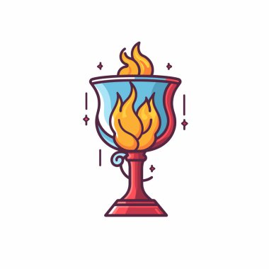 İçinden canlı alevler yükselen renkli bir kadeh resmedildi. Parlak renkler ve tasarım canlı ve büyüleyici bir görünüm yaratır. Sanatı ateş elementleriyle harmanlarlar..