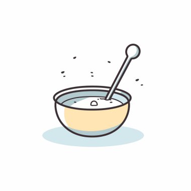 Açık renkli içiyle karıştırma kabı beyaz bir madde içerir. Bir kaşık karışımı karıştırıyor, küçük sıçramalar ya da kasede girdaplar yaratıyor..